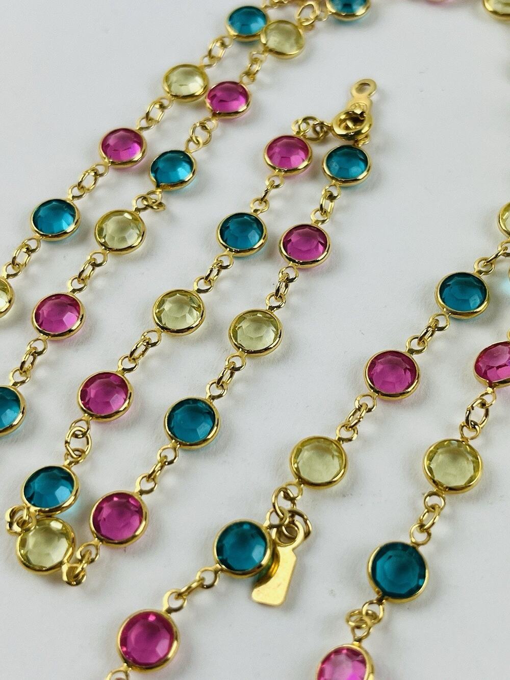 Set Necklace Bracelet Crystal Open Bezel Swarovski w/Swan Tag logo Pink Green Go